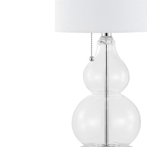 Jonathan Y Cora 22" Classic Vintage Glass Led Table Lamp With Usb Charging Port In Chrome/clear