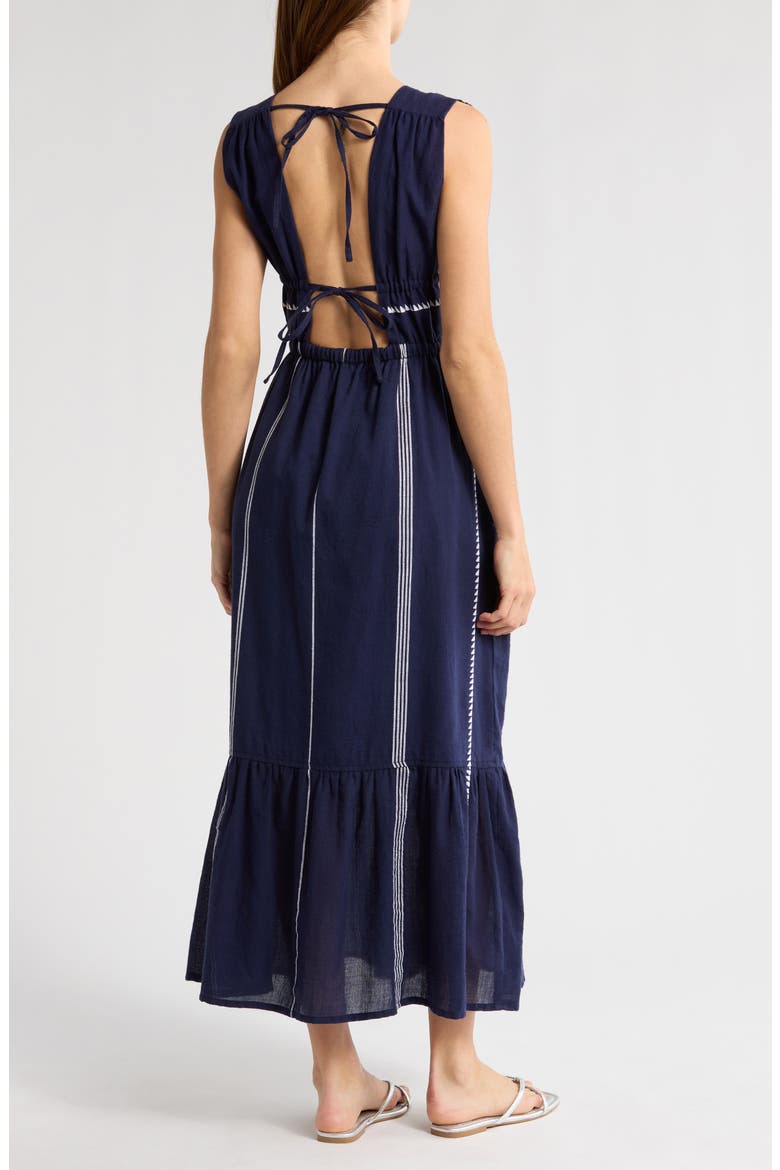 Lelisa Plunge Cotton Cover-Up Maxi Dress, Alternate, color, NUNU NAVY