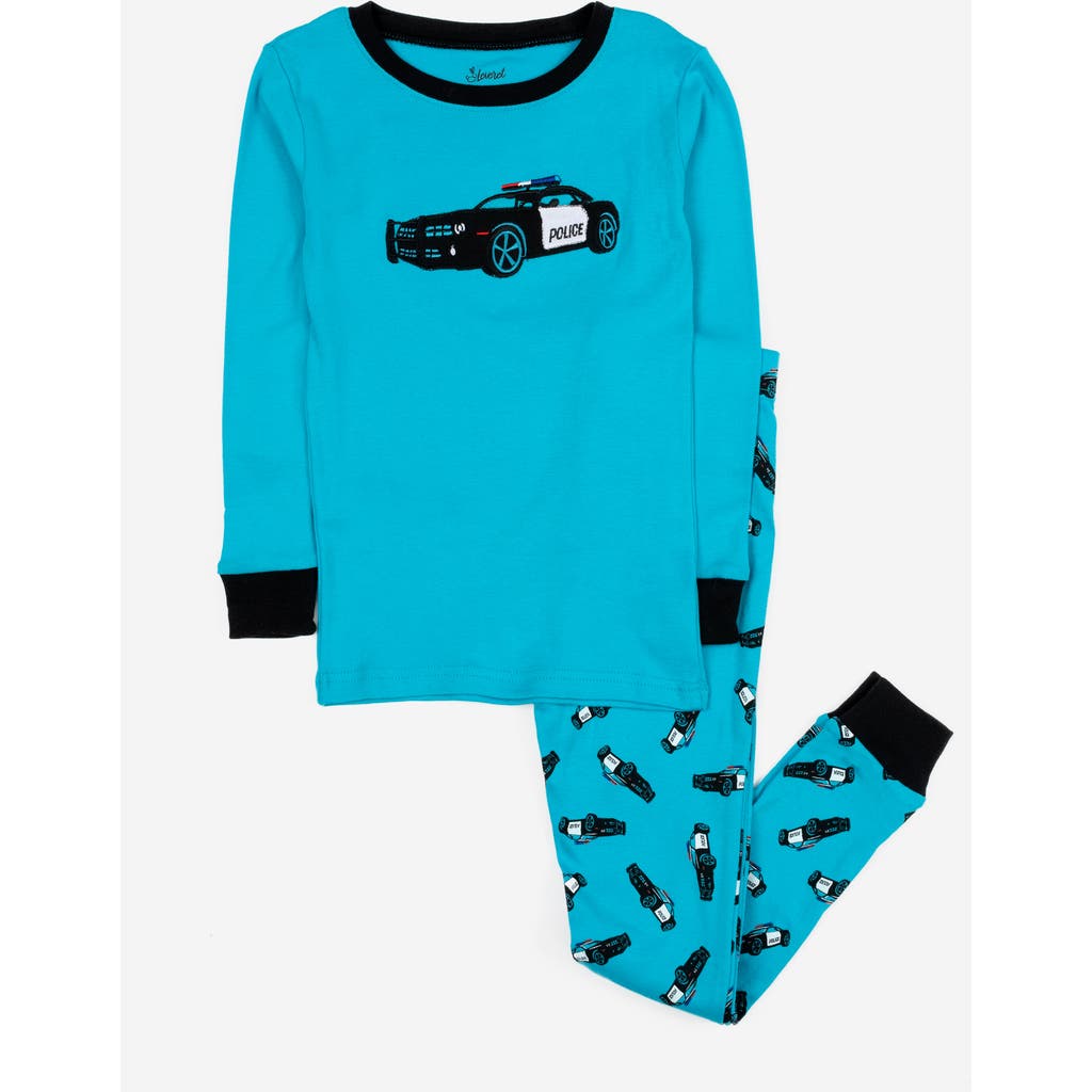Leveret Two-piece Printed Cotton Pajamas, Vehicles & Machines In Blue