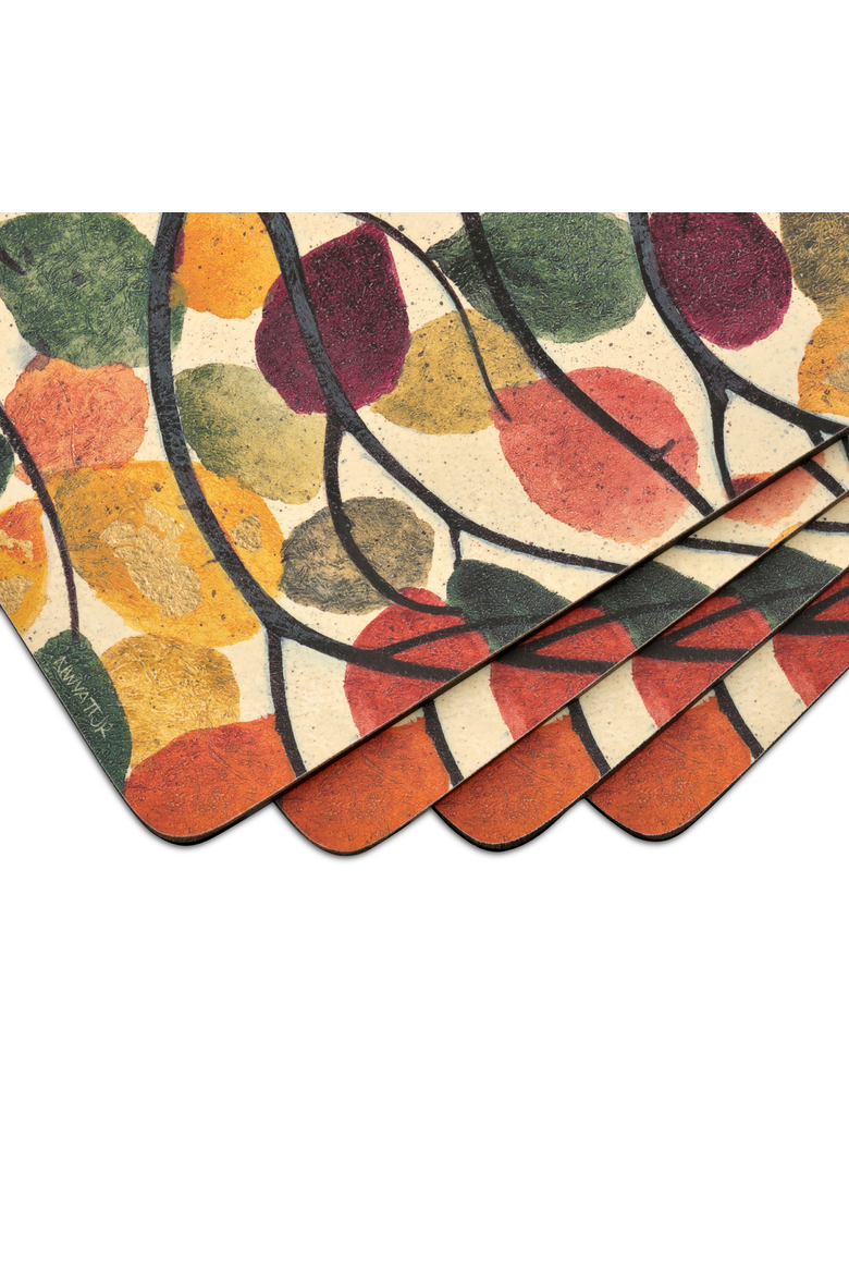 Dancing Branches Set of 4 Cork Back Placemats, Alternate, color, Multi