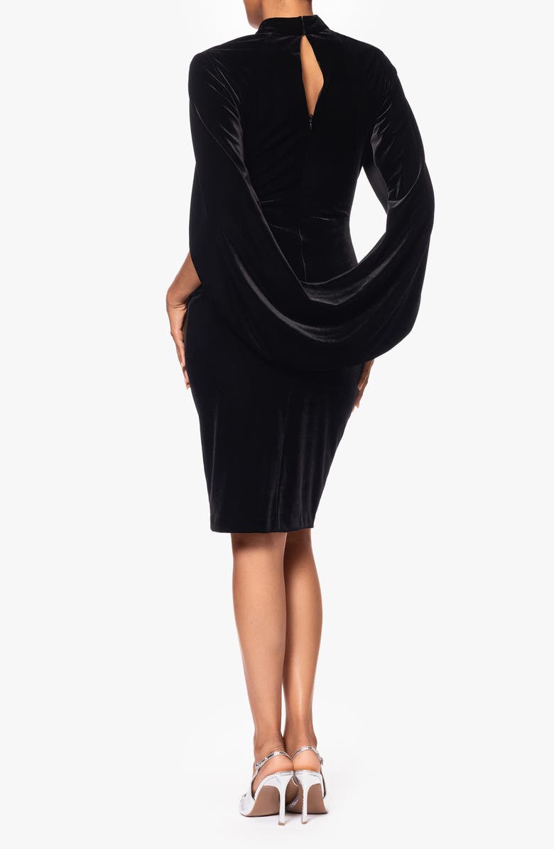 Betsy & Adam Cutout Capelet Velvet Cocktail Dress, Alternate, color, 