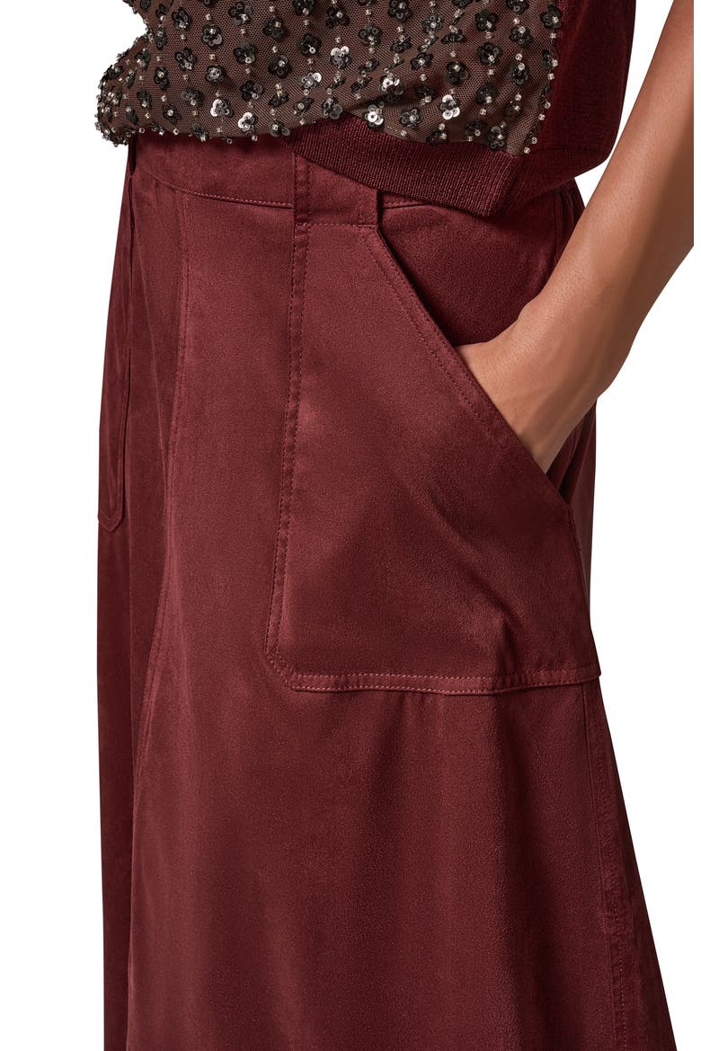 Faux Suede Patch Pocket Skirt, Alternate, color, BLK CHERRY