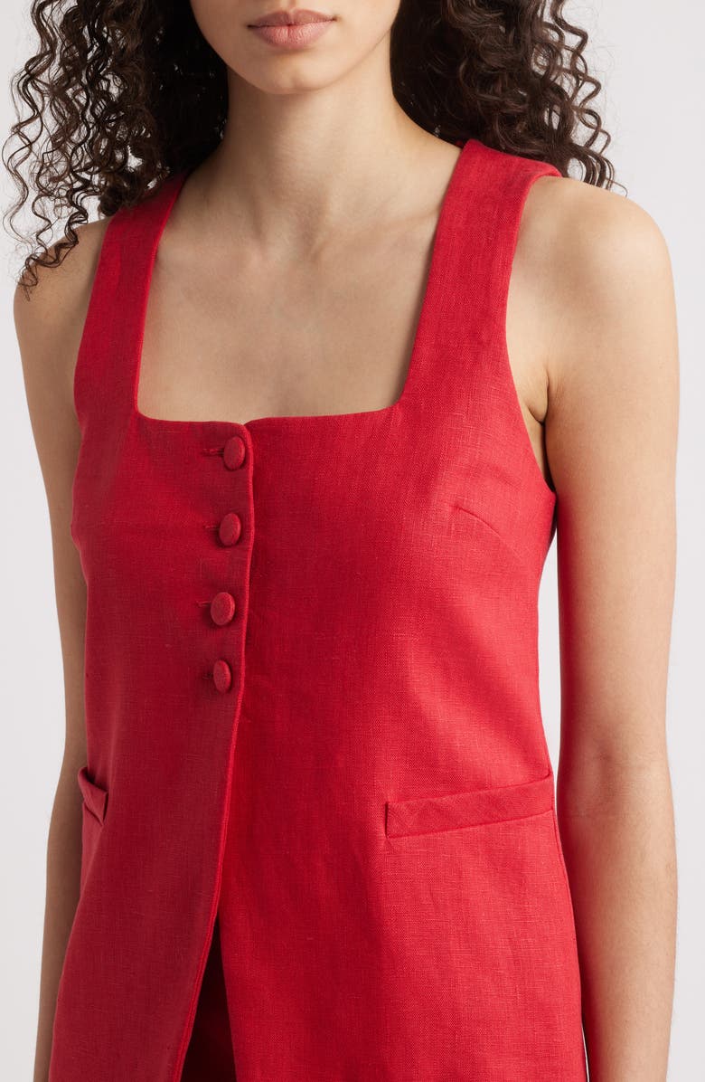 Faithfull the Brand Jacket Linen Vest, Alternate, color, Red