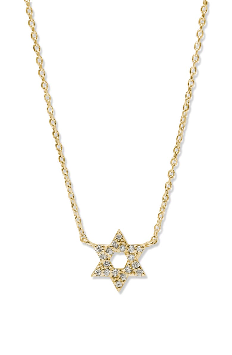 Anzie Love Letter Pavé Diamond Star of David Pendant Necklace, Main, color, Gold