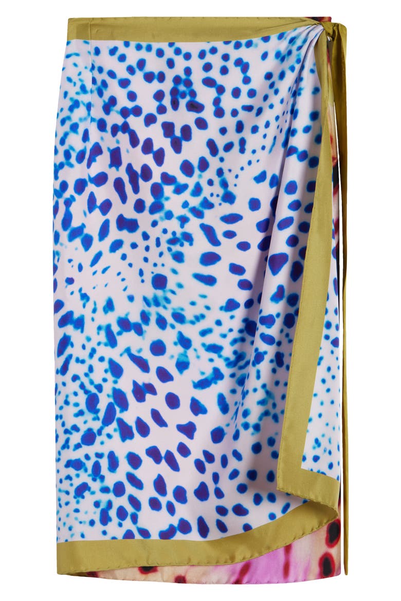 Mixed Print Scarf Silk Wrap Skirt, Alternate, color, PINK
