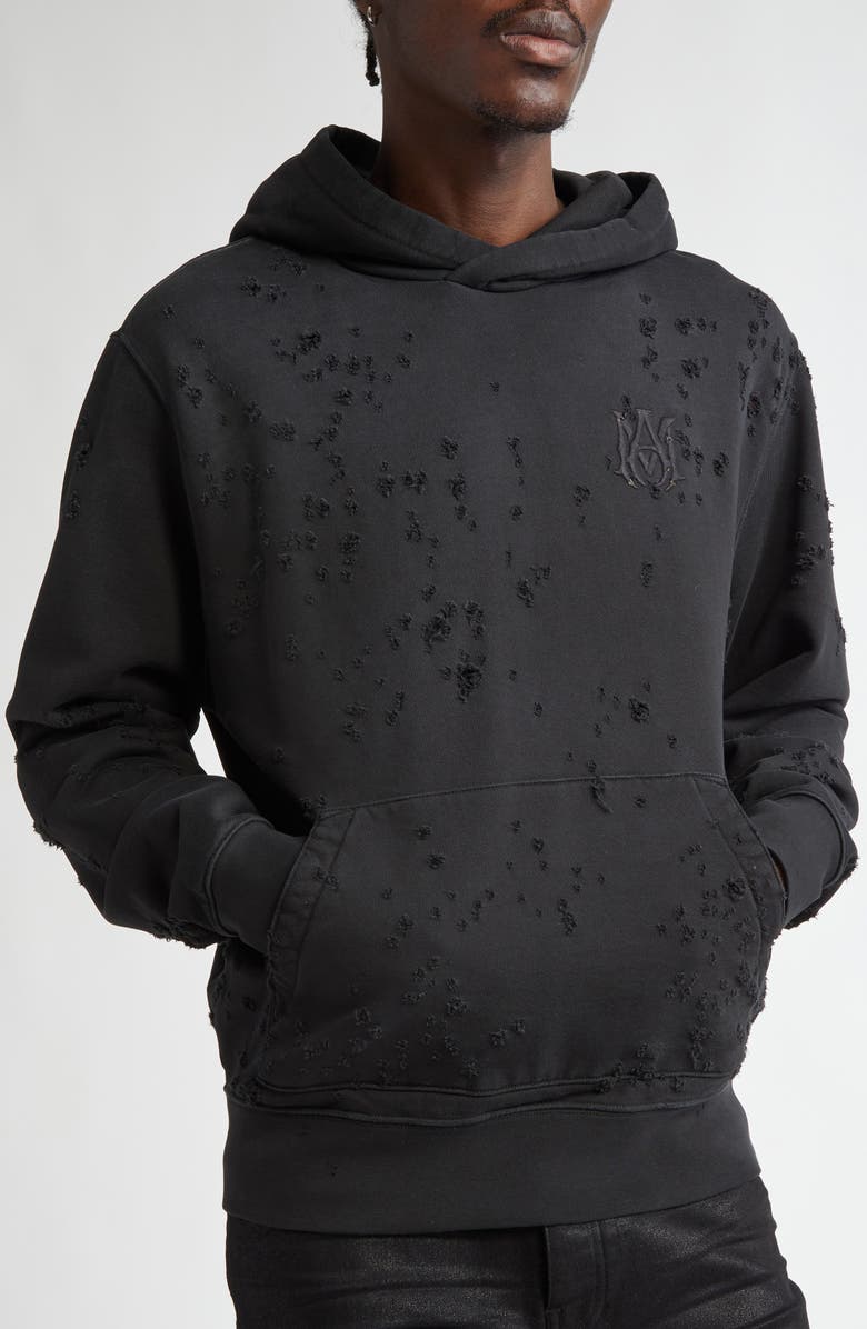 AMIRI Shotgun Embroidered Hoodie, Alternate, color, Black