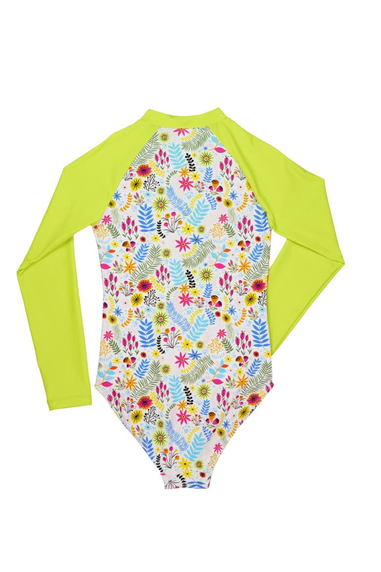 Girls Rashguard Bathing Suit, Alternate, color, Jungle Lime