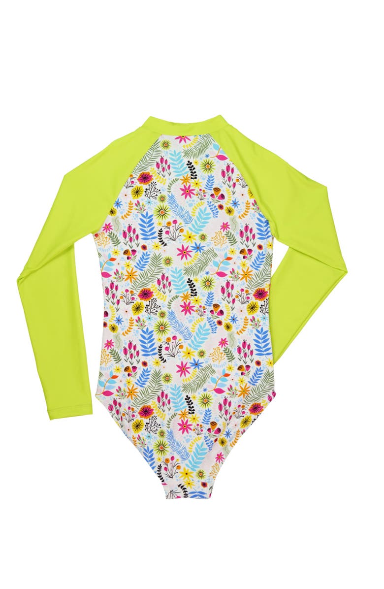 Splash About Girls Rashguard Bathing Suit, Alternate, color, Jungle Lime