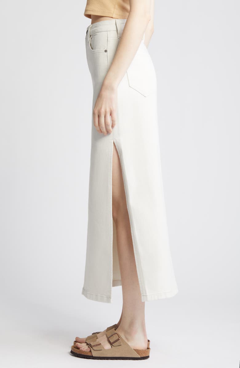 HIDDEN JEANS Side Slit Denim Midi Skirt, Alternate, color, Sea Salt