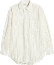 Solid & Striped The Bronte Embroidered Eyelet Long Sleeve Cover-Up Tunic Shirt