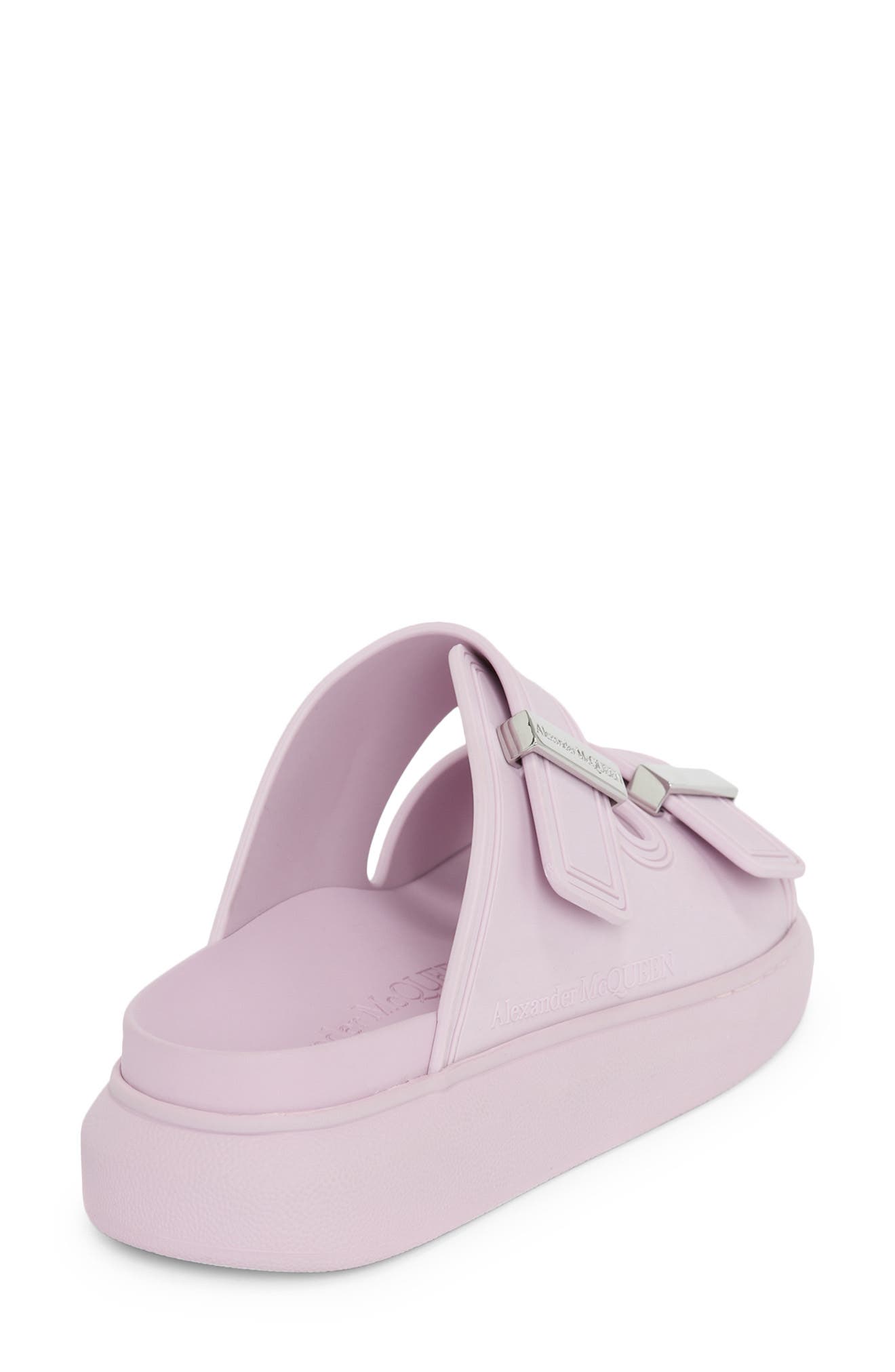 Oversized Slide Sandal, Alternate, color, LILAC/ SILVER