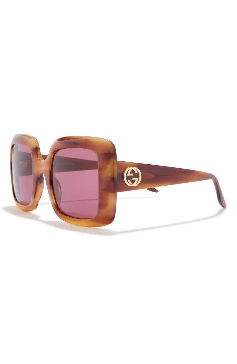 Gucci 52mm Square Sunglasses, Alternate, color, Havana Havana Violet
