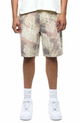 Round Two Armadillo Shell Print Flat Front Cotton Shorts