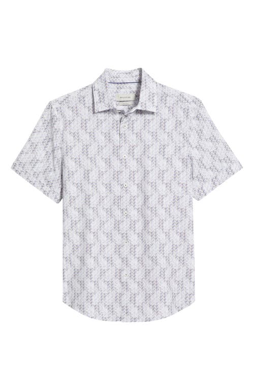 Bugatchi Miles Ooohcotton® Leaf Print Short Sleeve Button-up Shirt In Peacock