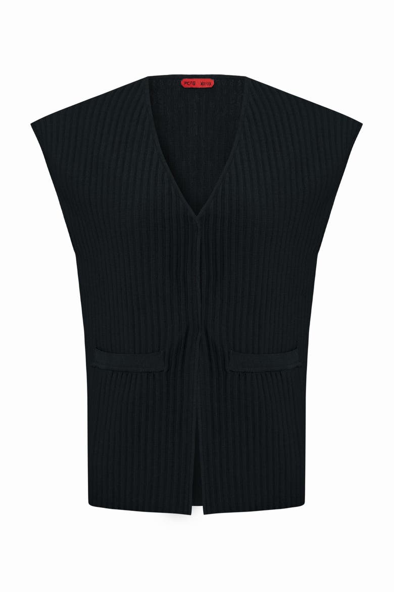 Knitted Vest, Main, color, BLACK