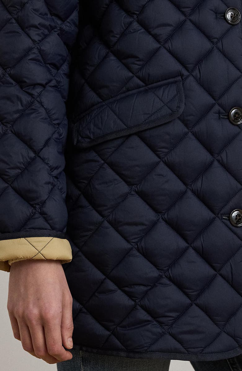 Lauren Ralph Lauren Contrast Lining Quilted Puffer Jacket, Alternate, color, Dark Navy