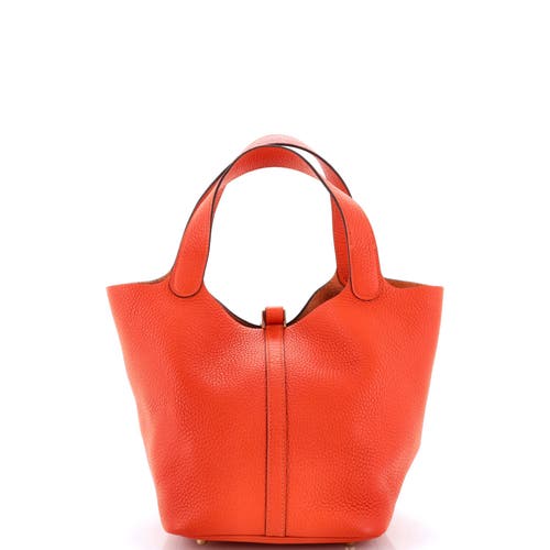 Pre-owned Hermes Hermes Picotin Lock Bag Clemence Mm In Orange
