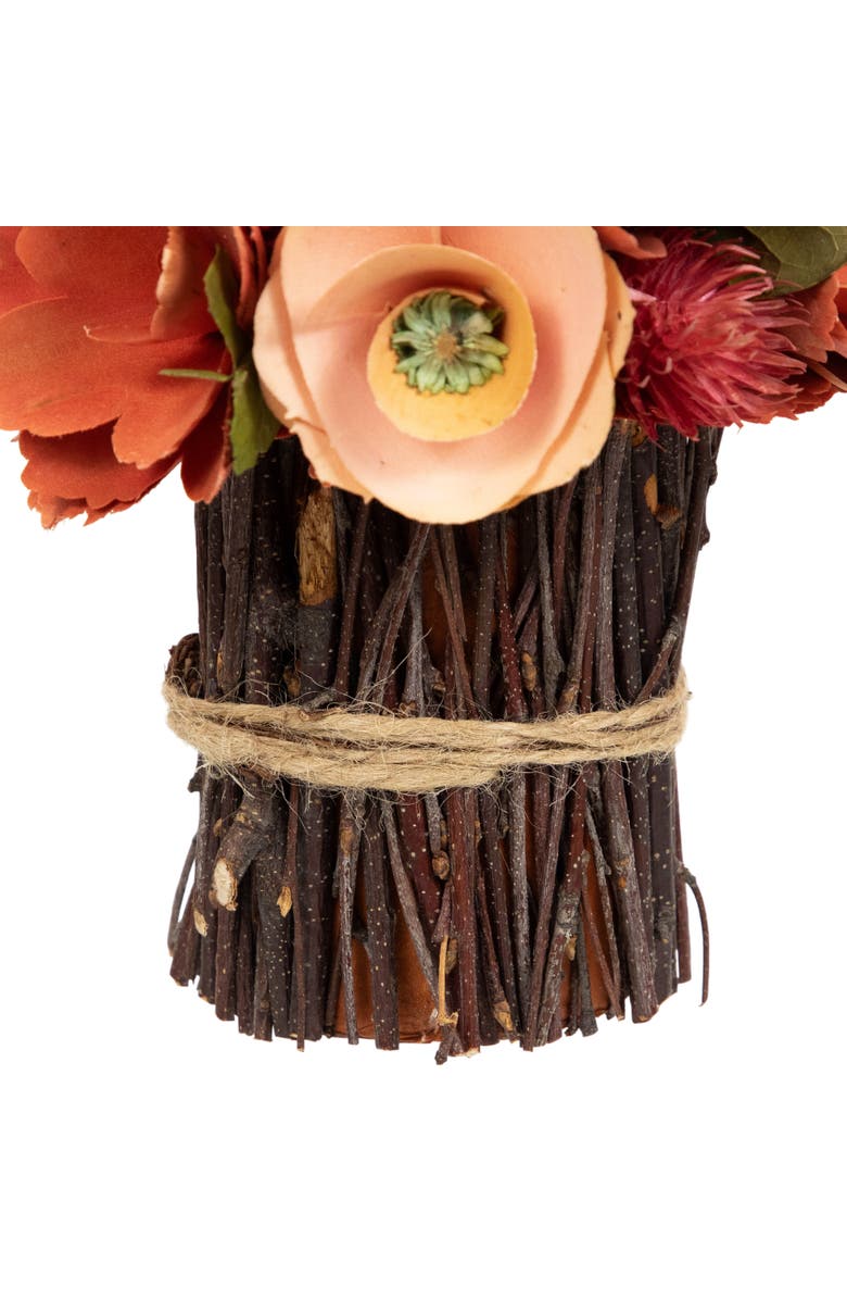 Northlight Artificial Mixed Floral Wooden Spring Bouquet - 9" - Red and Pink, Alternate, color, Red