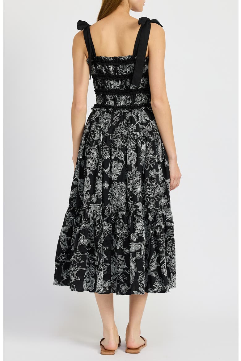 Magdalen Cotton Midi Dress, Alternate, color, BLACK