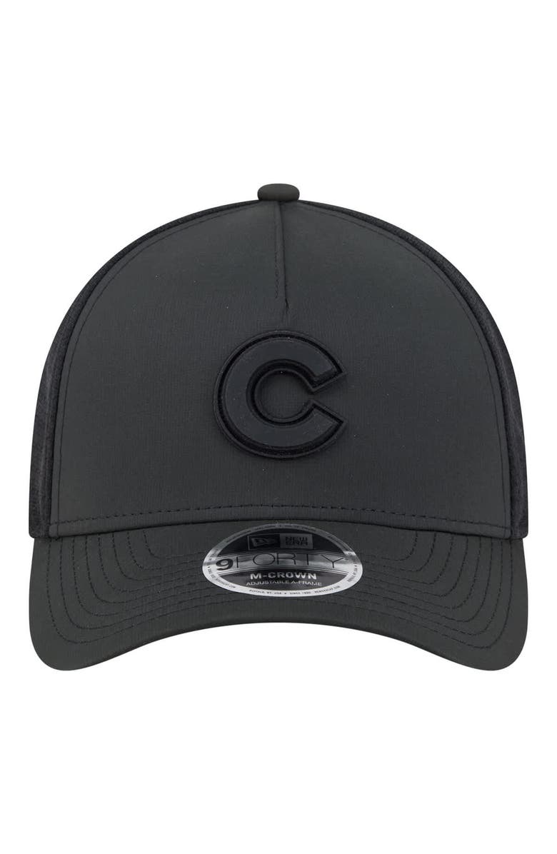 New Era Men's New Era  Black Chicago Cubs Badged M-Crown A-Frame 9FORTY Trucker Adjustable Hat, Alternate, color, Black