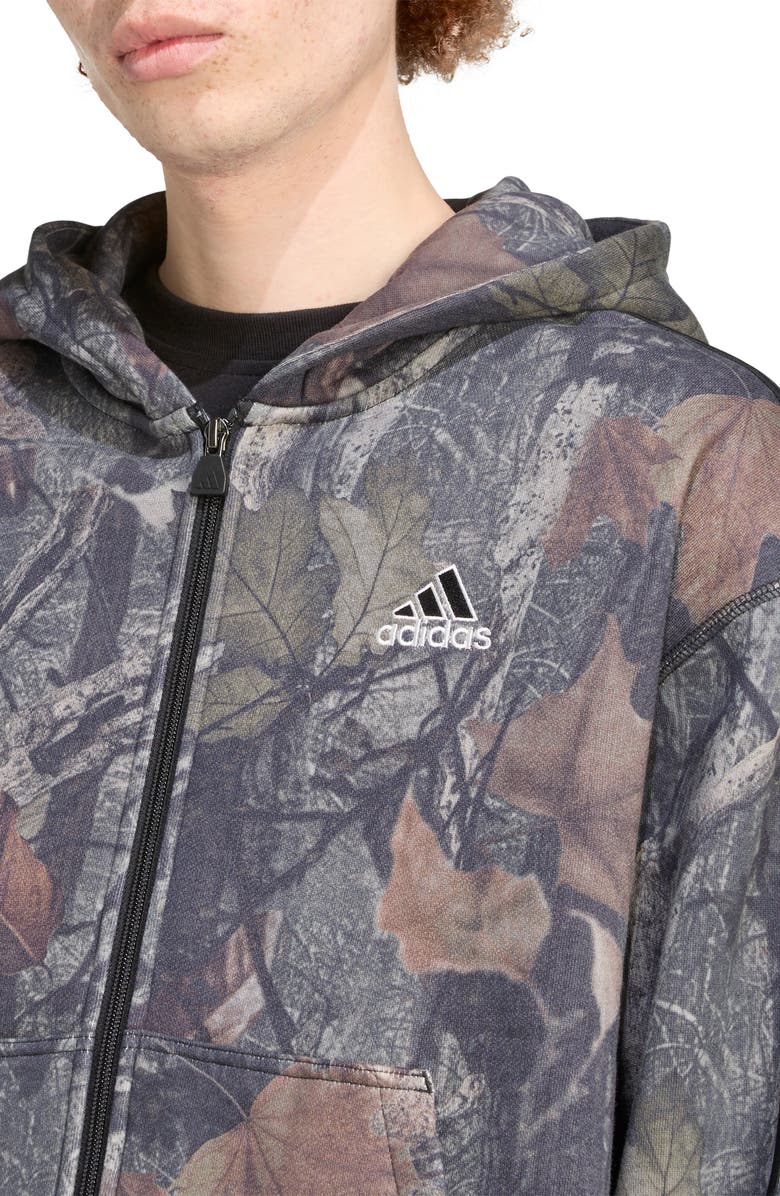 adidas Camo Fleece Zip Hoodie, Alternate, color, Black
