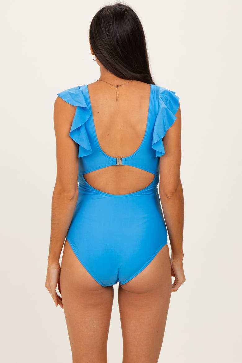 Cutout Flutter One Piece Swimsuit, Alternate, color, Light Blue