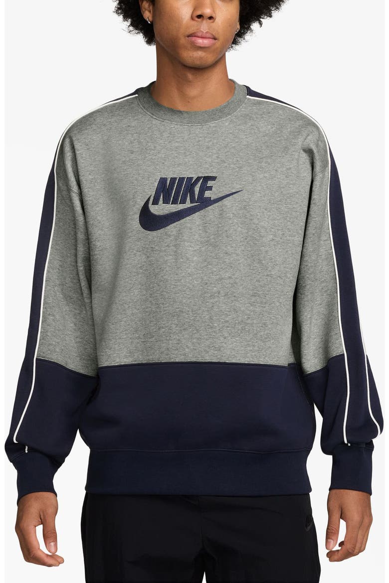 Club Colorblock Fleece Pullover, Main, color, DK GREY HEATHER/ OBSIDIAN