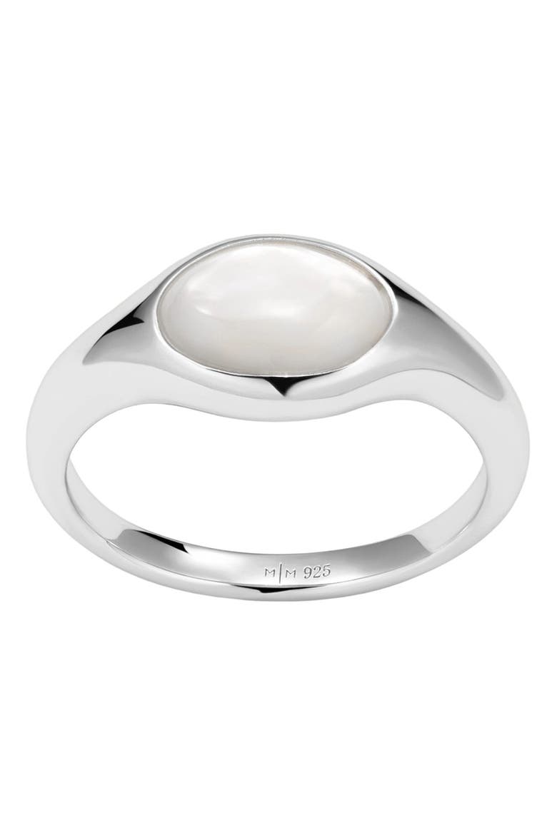 Mother of Pearl Signet Ring, Main, color, Silver