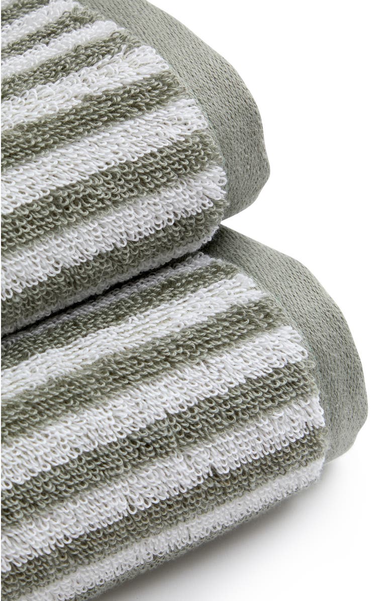 CHRISTY Portobello Stripe Coastal Inspired Hand Towels, Alternate, color, Sage