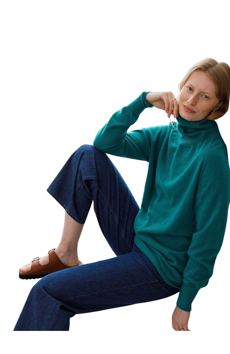 Celtic & Co. Geelong Wool Slouch Turtleneck Sweater, Alternate, color, Sea Green