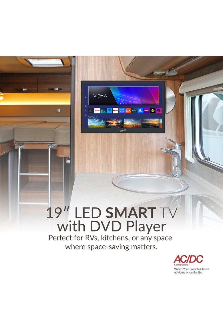 19 Inch Vidaa LED Smart TV with DVD Player, Alternate, color, Black