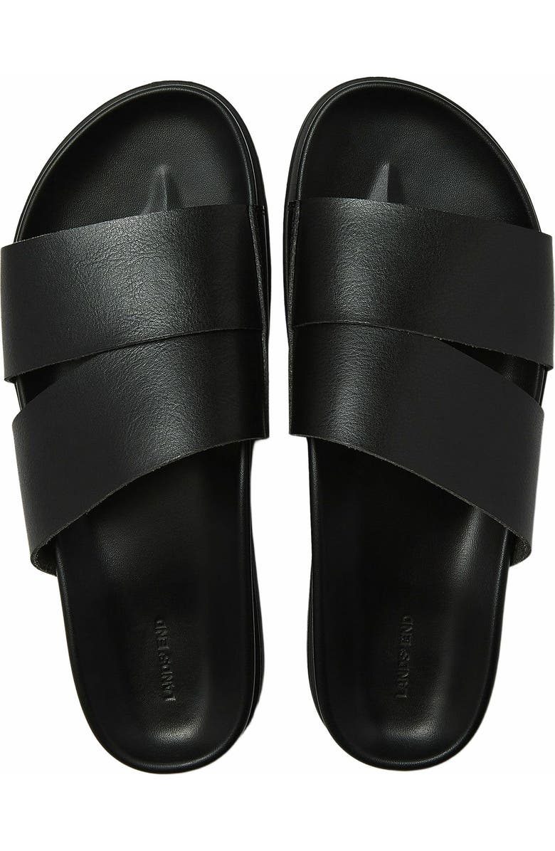 Lands' End Comfort Slide Sandals, Main, color, Black