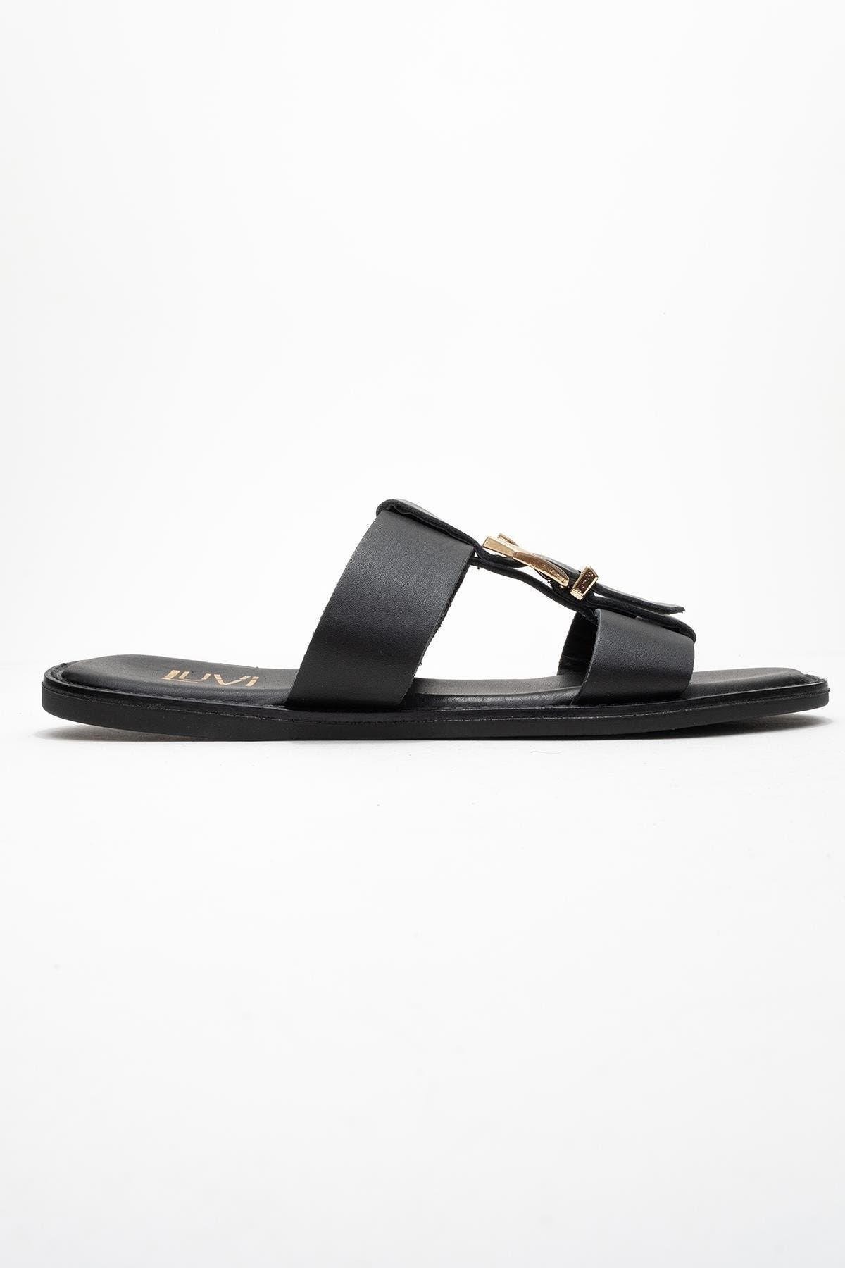 Forever & Always Shoes Sveta Leather Buckled Sandal, Alternate, color, Black Leather