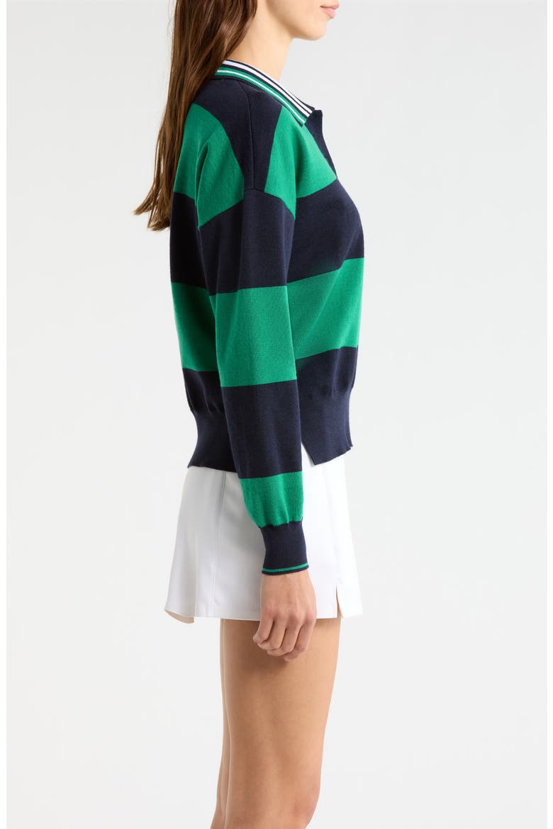 Stripe Merino Wool Rugby Golf Sweater, Alternate, color, TWILIGHT / DARK CLOVER