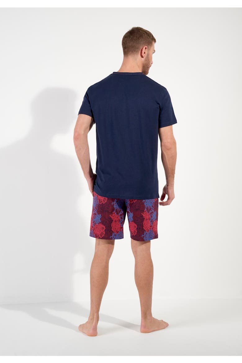 Bouquet Short Pajama Set, Alternate, color, Bordeaux Print