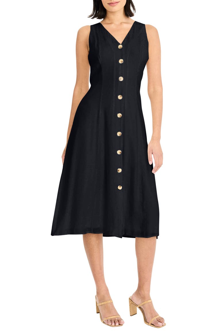 Sleeveless Midi Shirtdress, Main, color, BLACK