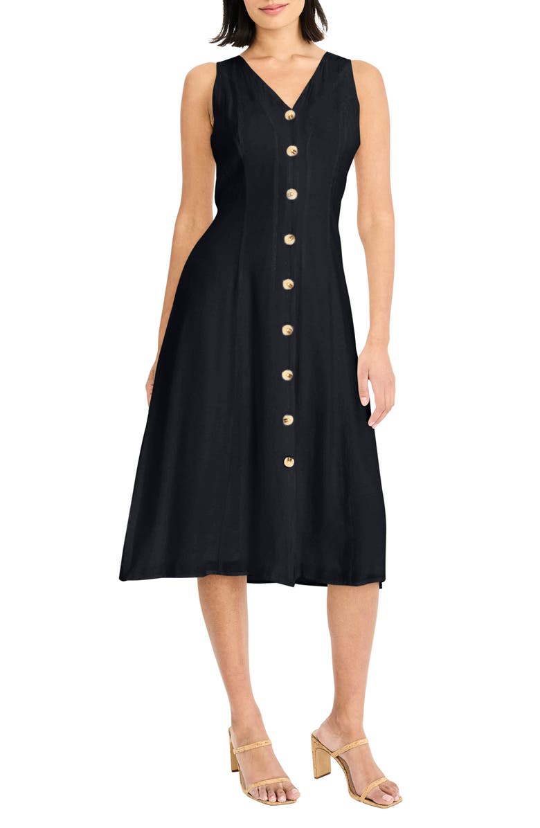 Maggy London Sleeveless Midi Shirtdress, Main, color, Black