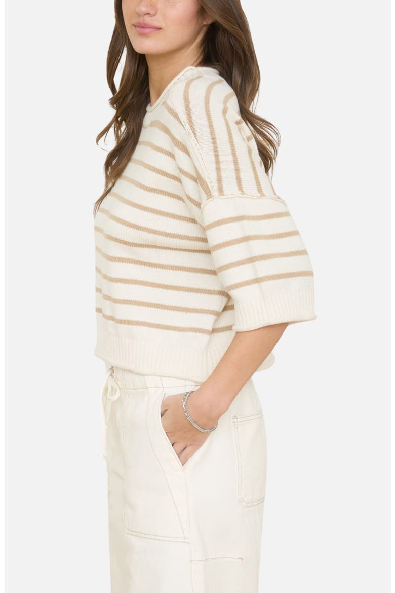 Stripe Cotton Blend Sweater, Alternate, color, KHAKI