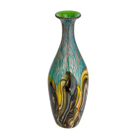 Glittering Handmade Art Glass Vase, Multicolor