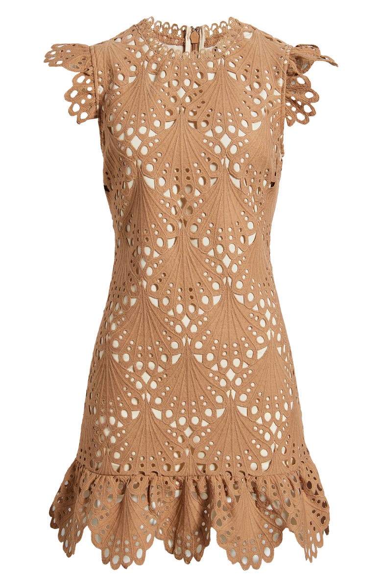 LAYERED WITH LOVE Lizzie Broderie Anglaise Minidress, Alternate, color, Tan/ Beige