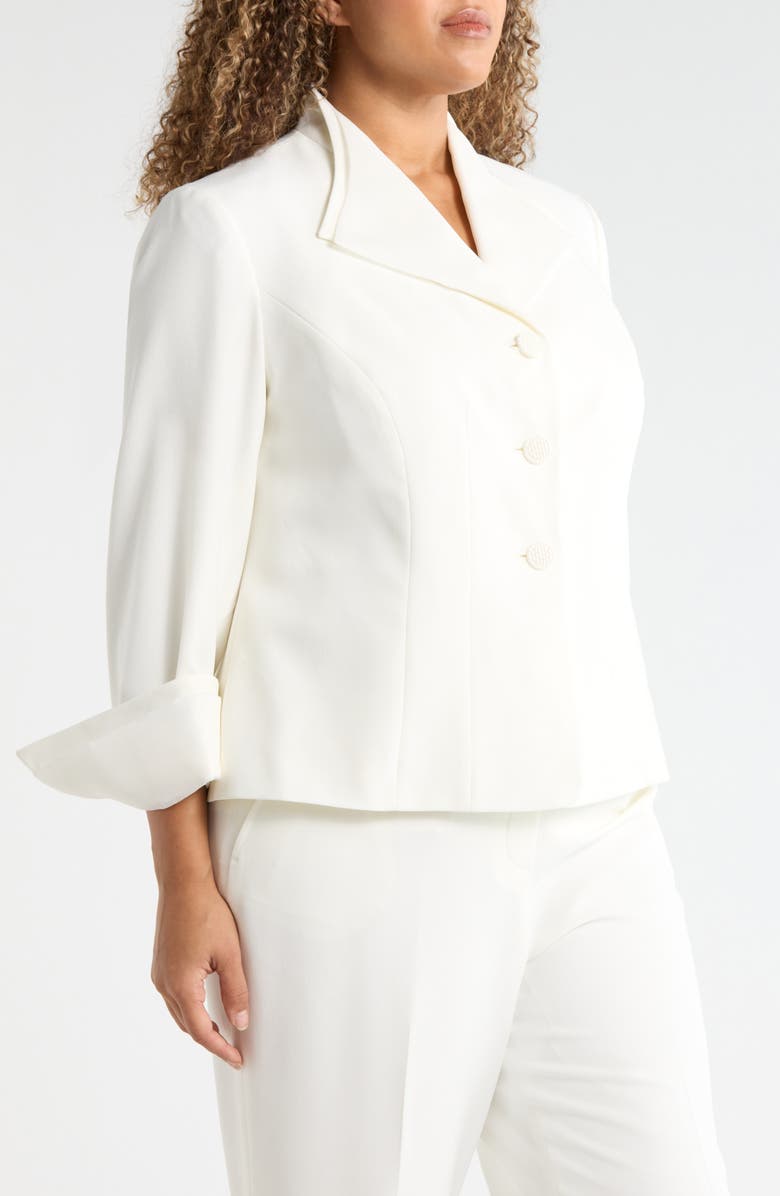 KASPER Winged Lapel Three-Button Blazer, Alternate, color, Vanilla Ice