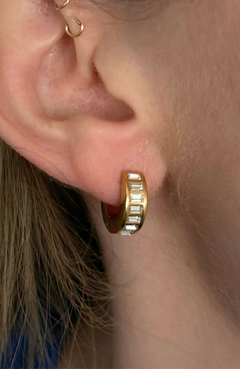 CUFFED BY NANO Britt Baguette Huggies, Alternate, color, Gold