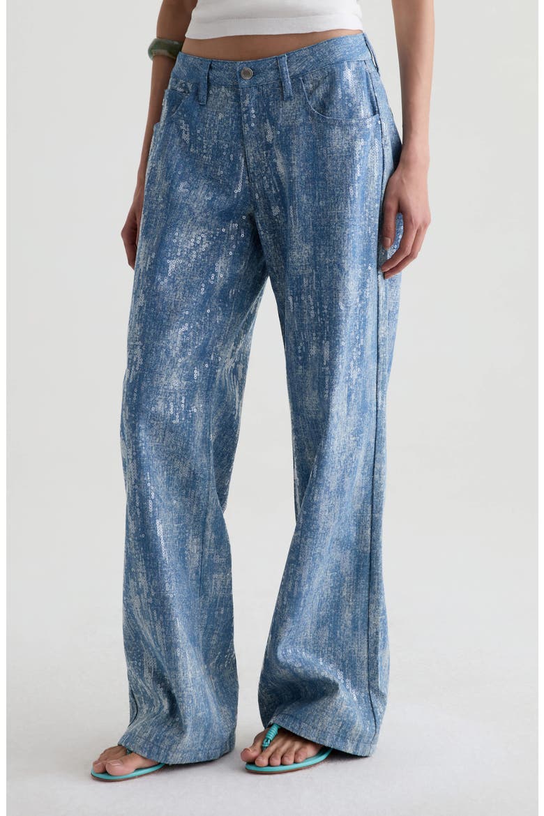 Adria Sequin Wide Leg Jeans, Alternate, color, NEXT TO WATER