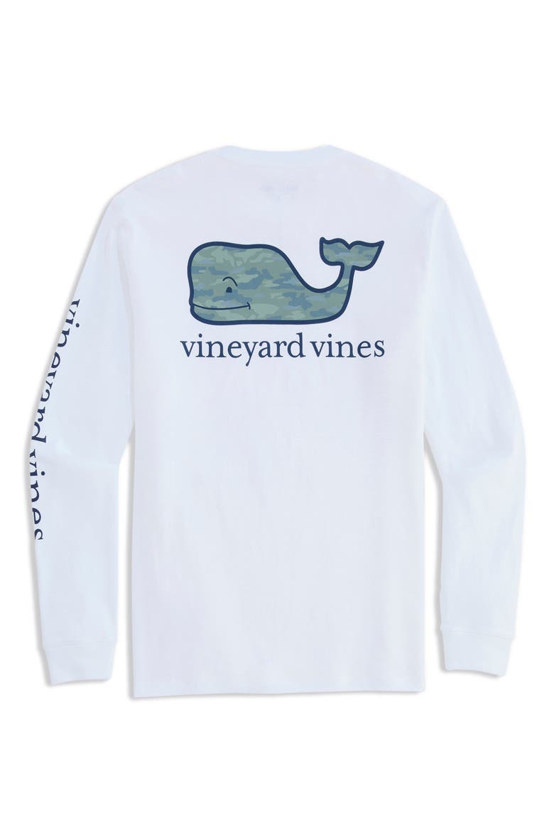 Camo Whale Fill Long Sleeve Pocket Graphic T-Shirt, Alternate, color, WHITE CAP