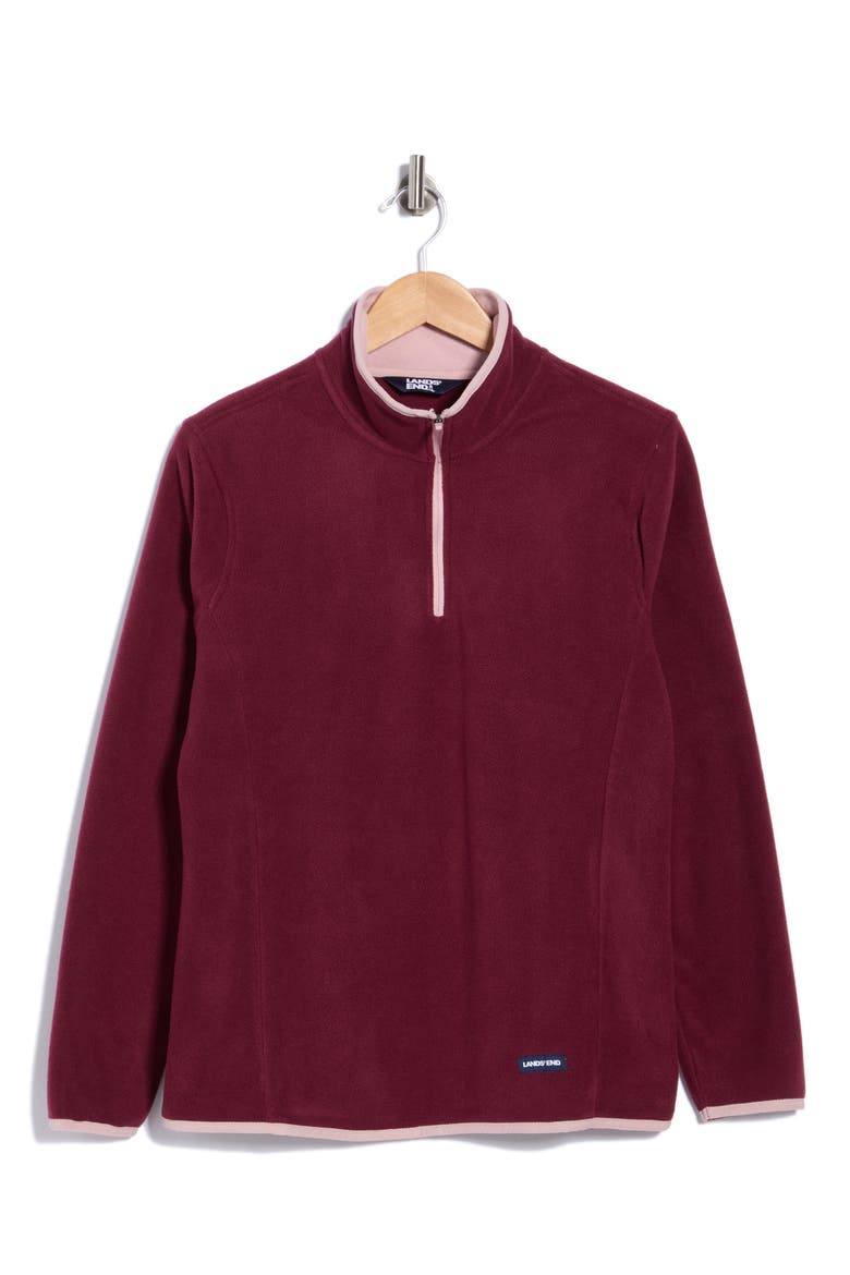 Quarter Zip Fleece Insulated Pullover Jacket, Alternate, color, WINE