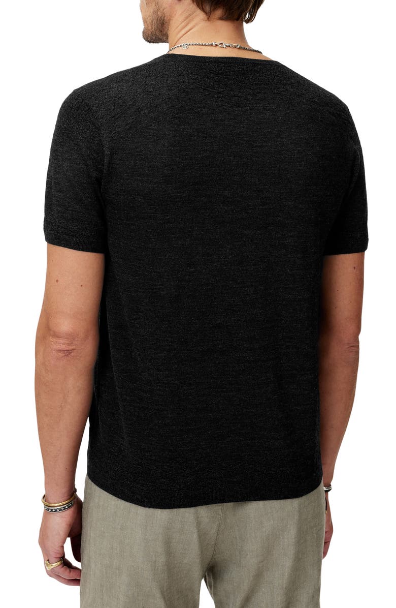 John Varvatos Alvito Regular Fit Short Sleeve Wool Sweater, Alternate, color, Charcoal