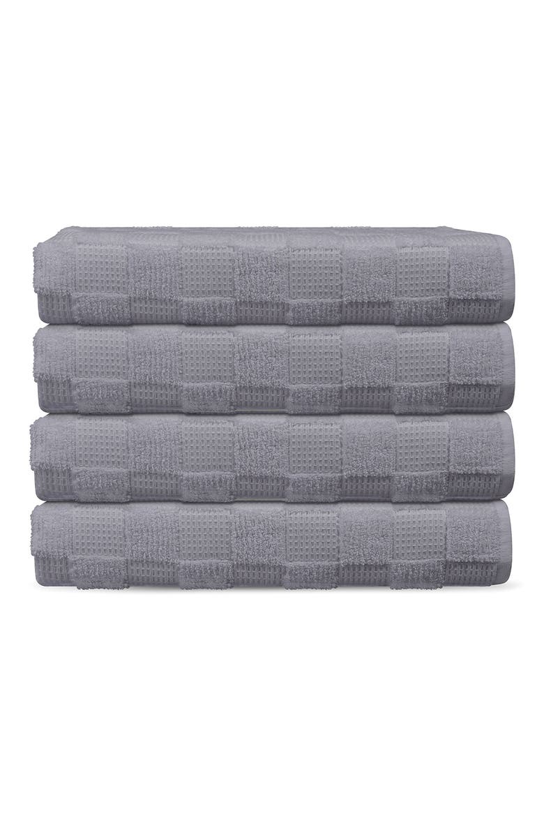 Waffle Terry 4-Piece Turkish Cotton Washcloths, Main, color, SILVER