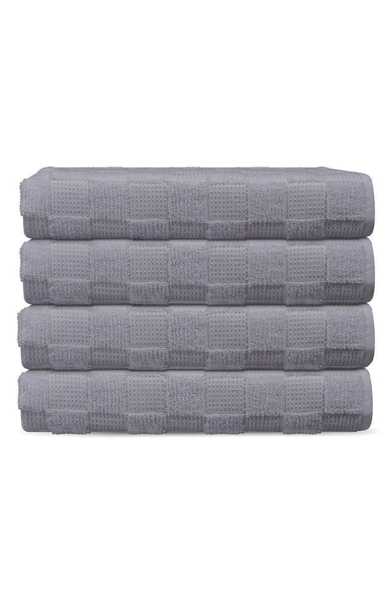 DePera Waffle Terry 4-Piece Turkish Cotton Washcloths, Main, color, Silver
