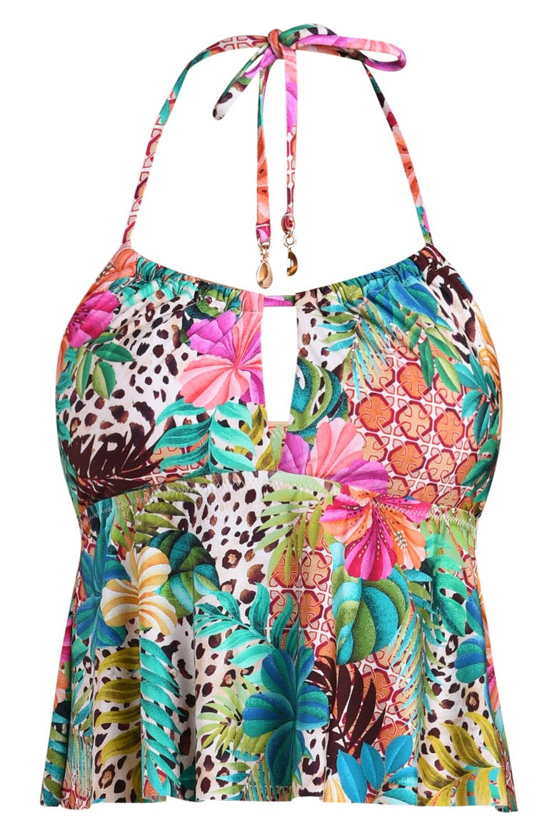 Paradise Heat Halter Tankini, Alternate, color, BLUE MULTI