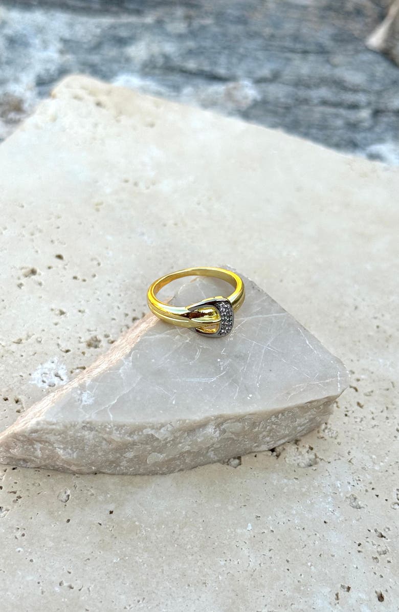 Adornia 14K Gold Plated Cubic Zirconia Buckle Ring, Alternate, color, Gold